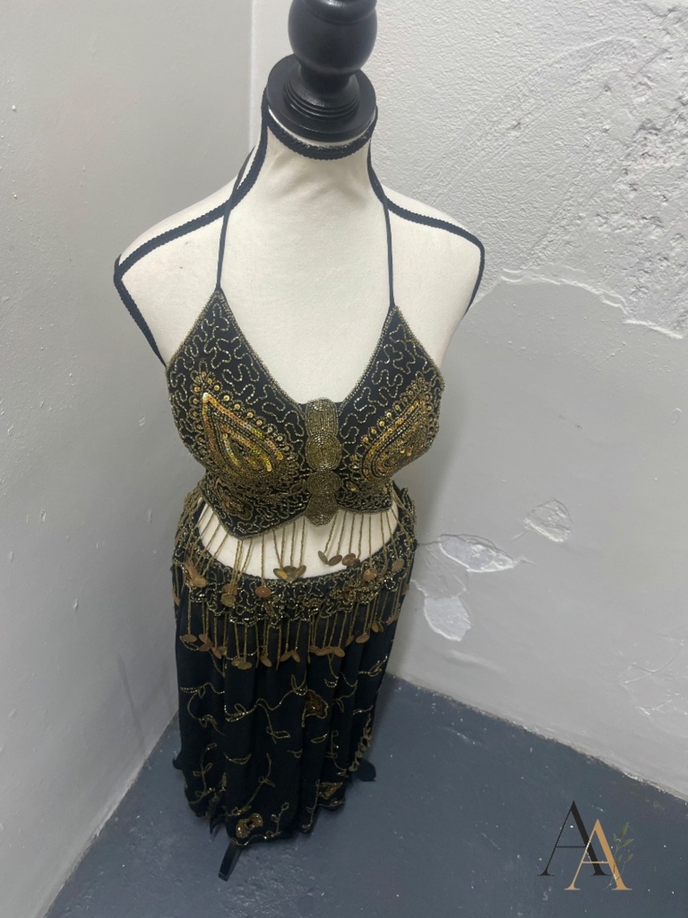 ✨ Stunning Vintage Hand-Beaded Middle Eastern Belly Dance Costume Set ✨ - Picture 15 of 15